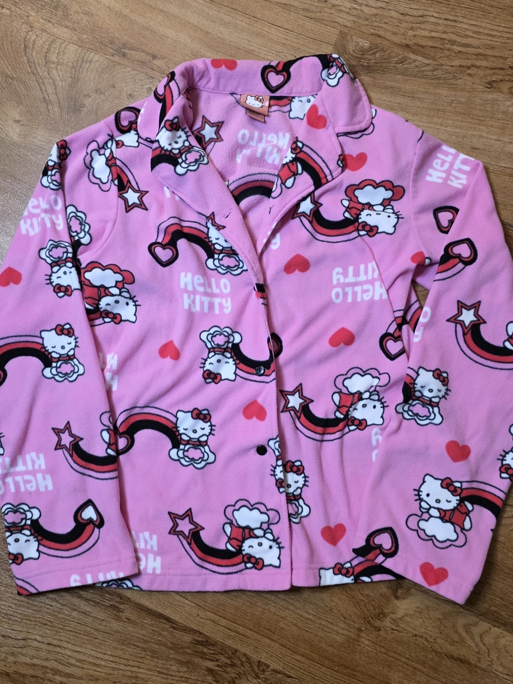 Rare 2007 Y2K Hello Kitty Pink Button Down Pajama Top - Picture 2 of 9